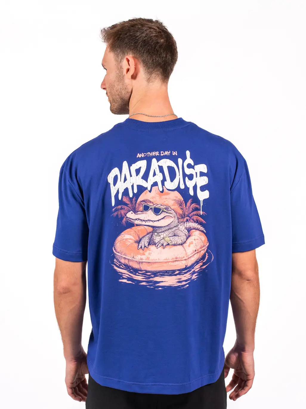 Koszulka oversize fioletowa z nadrukiem paradise croc | MTS