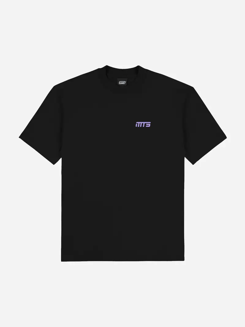 Koszulka oversize czarna z zadrukowanymi plecami fiolet | MTS