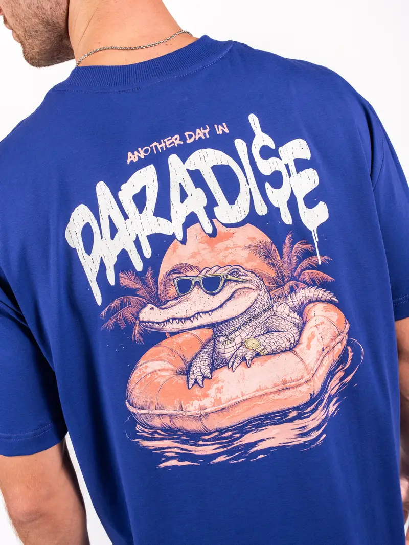 Koszulka oversize fioletowa z nadrukiem paradise croc | MTS